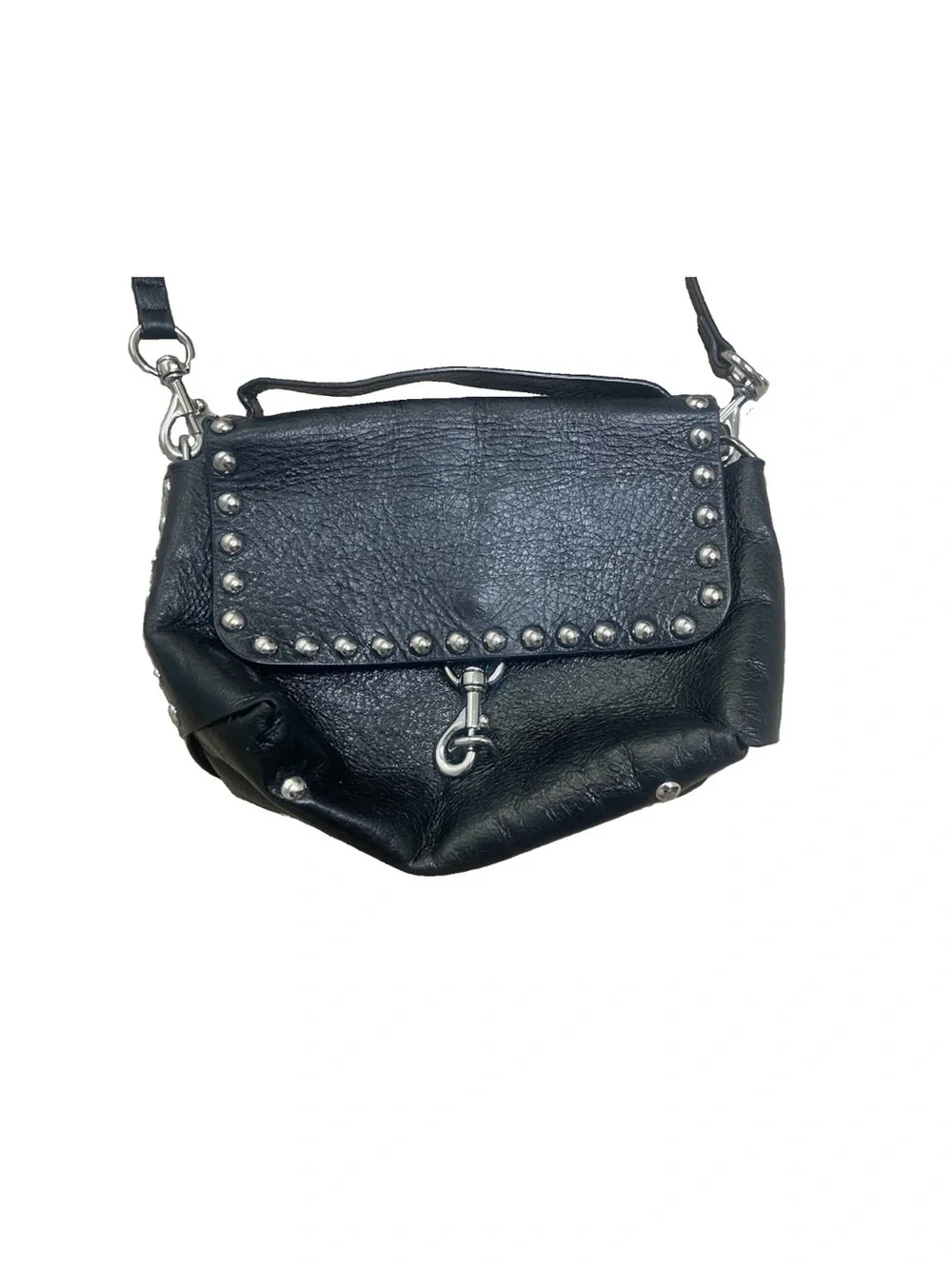 Rebecca Minkoff Black Leather Studded Flap Crossbody